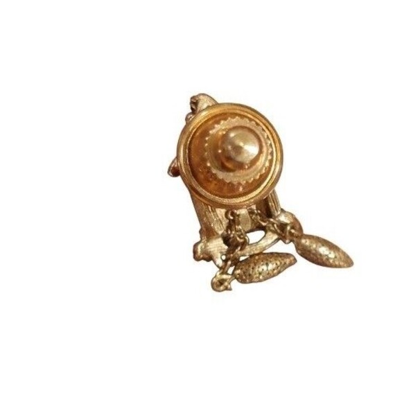 Vintage Avon Cuckoo Bird Clock Tie Tack Movement Dangle chains Lapel Pin - Picture 3 of 5